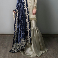 Koleksi Festival Desainer, Baju Salwar India Pakistan Modern Bordir Mewah yang Dapat Disesuaikan, Bahan Georgette Shalwat Rayon Mewah