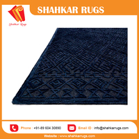 Tapis en laine bleu marine de luxe moderne sur mesure, tufté à la main, moelleux, lavable, antidérapant, pour cuisine et salon, design exclusif