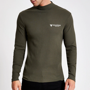 FIXFOX Men's <b>White</b> Turtleneck <b>Long</b> <b>Sleeve</b> Sporty <b>T</b>-<b>Shirt</b> Slim Fit Quick Dry Crocheted Polyester Cotton Eco-Friendly - Product Image 3