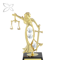 Trophée Crystocraft personnalisé en métal doré, motif déesse de la justice, art populaire, sérigraphié 1 couleur, gravé au laser
