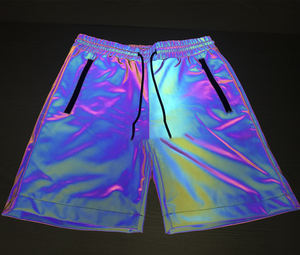 Short décontracté réfléchissant holographique pour homme avec taille élastique et cordon de serrage Streetwear pour les fêtes branchées Discothèques Festivals - Product Image 6