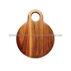 Bandeja Redonda de Madera Maciza con Asa, Material Natural Pulido, Decoración Moderna para Mesa - Product Image 1