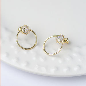 Hollow Round <b>Earrings</b> <b>Sterling</b> <b>Silver</b> Sun Design <b>Stud</b> <b>Earring</b> Wholesale Handcrafted <b>Silver</b> <b>Earring</b> Trendy Fashion - Product Image 4