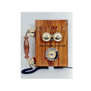Telefone de madeira estilo antigo clássico decoração da casa