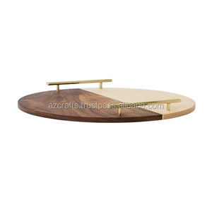 Bandeja para servir de madera de acacia hecha a mano, plato de estilo rústico de tamaño personalizado para el hogar, Hotel, comida decorativa de alta calidad para servir - Product Image 2