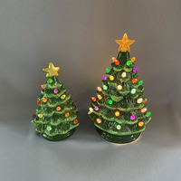 Décoration de Noël saisonnière en céramique avec logo personnalisé, arbre de Noël lumineux de 8 pouces