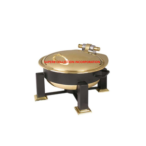 Inducción de acero inoxidable martillado Hotel hidráulica redonda bufé rozaduras plato calentador de comida de 100% proveedores - Product Image 4