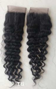 Extension de cheveux humains vierges, 22 pouces, dentelle foncée 4x4, style Loose Deep, avec closure en dentelle transparente, provenant d'un seul donneur, fournisseur indien - Product Image 4