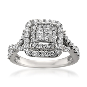 Bague de fiançailles en or blanc 10 carats avec diamant de taille princesse - Product Image 1