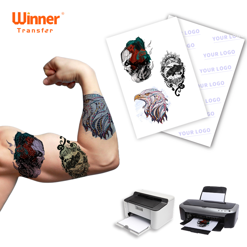 Gewinner Transfer US Letter Size a4 Großhandel TEMPORARY TATTOO PRINTING PAPER Fluor zieren des Tattoo-Papier für Tätowierungen