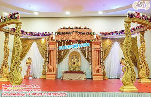 Boda hindú clásica Fibra dorada Mandap Boda India Mandap Puerta de bienvenida Boda especial Mejor precio Fibra dorada Mandap Reino Unido - Product Image 5