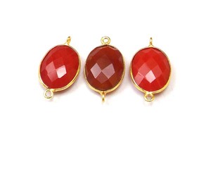 Cornalina 13x16mm forma ovalada plata esterlina oro/plata/oro rosa y Negro rodio plateado doble fianza facetado bisel conector - Product Image 4