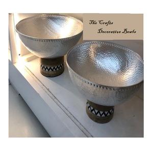 Bol décoratif en acier inoxydable, design islamique, couleur argent et noir, pour servir des fruits. - Product Image 4