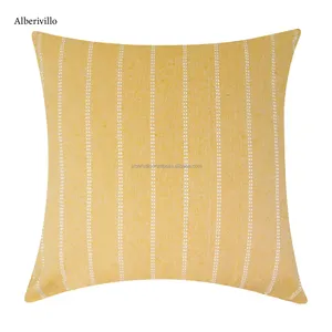 Tecido Capa de Almofada Amarelo Dobby Listrado Handmade Travesseiro Capa Quadrada Sofá Sofá Boho Fronha da Índia