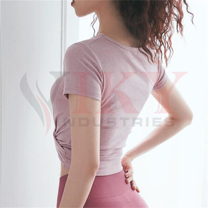 2020 haute qualité design personnalisé blanc sweats fitness femmes crop top gym t-shirts - Product Image 5