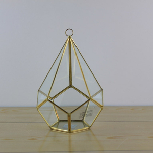 Planteur géométrique en métal et verre doré, 30 cm, goutte d'eau, plante de Terrarium pour jardins féeriques, arrangement de Cactus succulente - Product Image 1