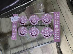 Seashell Coasters with Tray Acrylic Tray with Mother of Pearl Handle Luxury Seashell Coaster Set Coastal Decor Coaster Set - Product Image 2