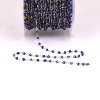 Collar de Cadena con Cuentas de Rosario de Plata de Ley 925 Chapada en Oro con Gemas de Lapislázuli y Múltiples Piedras Preciosas, Moderno y de Alta Calidad