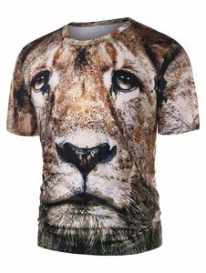 3D impression à manches Courtes T-shirt homme lion modelage Corps sculptant Confortable - Product Image 3