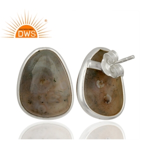 Pendientes de plata de ley 925 hechos a mano, fabricante de joyería, Gema de jaspe oceánico, proveedor de joyería - Product Image 3
