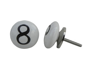 มือจับประตูตู้ครัวสำหรับเด็ก,ทำด้วยมือเซรามิกสีขาวตัวเลข8 - Product Image 3