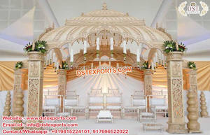 ชุด Mandap ทรงสี่เหลี่ยมสีทองสำหรับงานแต่งงาน,ชุด Mandap สีทองงานออกแบบใหม่ล่าสุด - Product Image 3