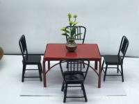 Maison de poupée, mini meubles, modèle jouet, table à manger et chaises carrés en métal, lot de 5 pièces