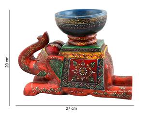 NIRMALA HANDICRAFTS - Portavelas de Madera con Forma de Elefante, Hecho a Mano, Estilo Art Déco, Decoración para Mesa, Escritorio, Interior y Exterior - Product Image 1