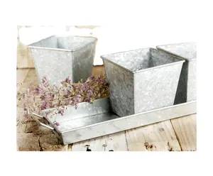 Fancy Design Bloem Kruidenpot Set Gegalvaniseerde Metalen Vintage Plantenbak Potten Cany Voor Keuken Vensterbank Tuin