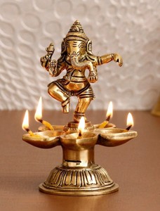 Lámpara de latón Ganesh Diya para la buena suerte, soporte para Diya de Diwali, decoración para el hogar y la oficina, Ganesh Arti Diya para el templo - Product Image 2