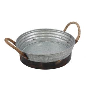 Plateau en fer galvanisé fait à la main avec poignée en fil métallique et base à pieds métalliques, vente au prix de gros - Product Image 6