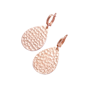 Design géométrique Poire martelée Boucles d'oreilles pendantes en argent sterling turques faites à la main en gros - Product Image 1