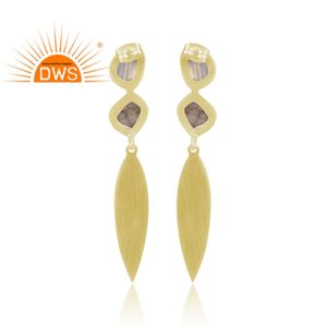 Nouvelle boucle d'oreille pendante en laiton avec pierre de labradorite pour femmes, fabricant et fournisseur de bijoux - Product Image 4