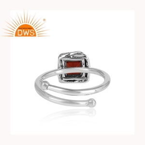 Bague en argent Sterling 925 pour mariage, anneau avec des pierres précieuses carrées, naturel, fournitures de bijoux - Product Image 4