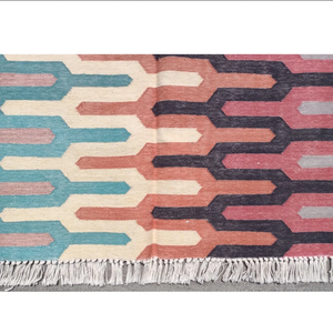 ขายส่งอินเดียแฮนด์เมดทอทอแฟลต Dhurrie พรมผ้าฝ้าย100% ห้องนั่งเล่นกลางแจ้งตกแต่งคริสต์มาสถักพรม Kilim - Product Image 3