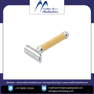 Hot Sale Eco-Friendly New Design Adjustable Two-Piece <b>Razor</b> with Stainless Steel <b>Blades</b> and Brass Handle for Face & Body Use - Product Image 4