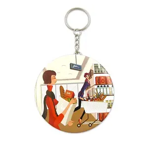 Souvenir Gift Tin Material Mirror type Keychain with Custom Design