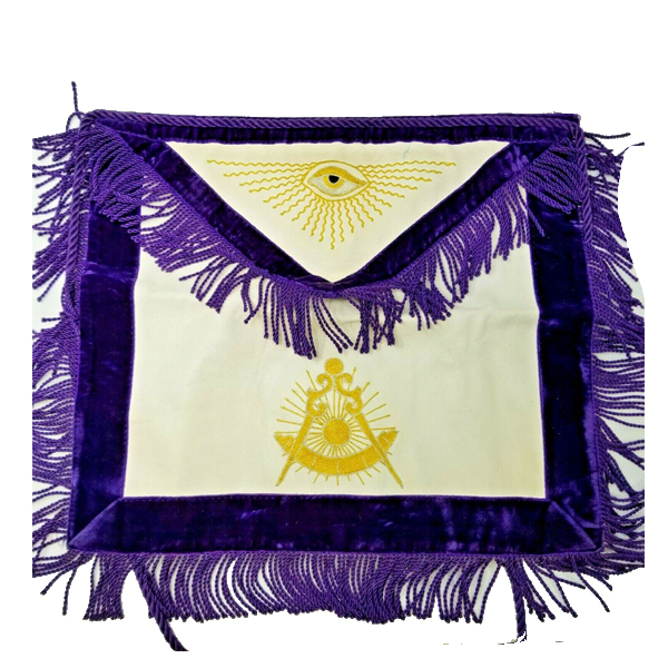 Vintage Purple Gold Worshipful Past Masters Paul Revere Masonic Apron WITH FRINGE HAND MADE LODGE APRON Master Mason