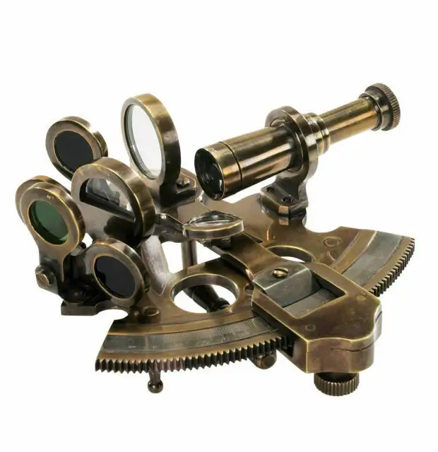 Brass Marine Sextant for sale with wooden Box Sextant for Navigation with Inbuild Compass Vintage Nautical Brass