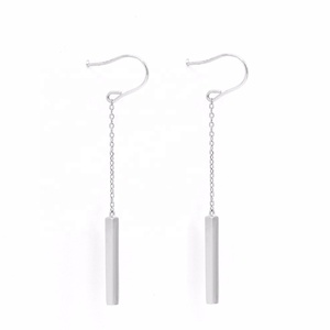 925 Sterling Silver Jewelry <b>Bar</b> Polished Earrings Fashion <b>Drop</b> Earrings Fastening Fish Hook Jewelry for Women - Product Image 2