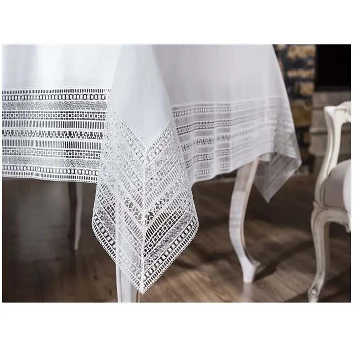 Embroidery Lace Tablecloth Luxury White Table Cloth High Quality Pure Linen Table Cloth Decorate For Home/Hotel/Restaurant