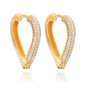 Boucles d'oreilles en pierre Zircon blanc, Design de cœur, classique, turc, vente en gros, bijoux en argent Sterling 925 - Product Image 3