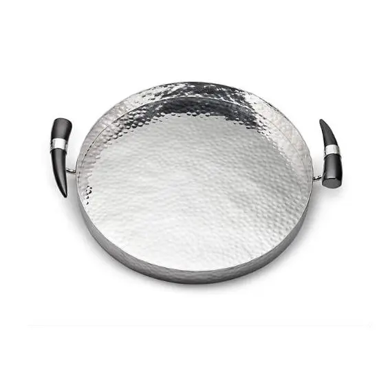 Stainless Steel Round Serving Tray High quality mirror finishing gold metal organizer rectangle stainless steel serving tray