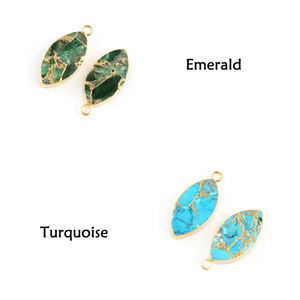Clásico Simple Mohave Sky Blue Cobre Turquesa Fabricación de joyas Conector Oro Galvanizado Marquesa Forma Encontrar Hecho de latón - Product Image 3