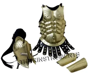 Medieval Muscle Jacket Medieval 300 Spartan Armor Helmet Arm Guared Brass Design