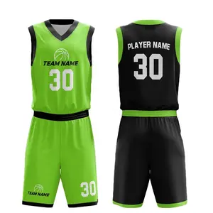 Wholesale Men's Reversible Basketball Uniforms 2 Sides Wear Sports Jersey And Mesh Shorts Training Tank Top Set