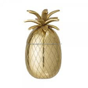 Seau à glace ananas pièce maîtresse de table en aluminium coulé en métal à design gaufré nickelé - Product Image 3