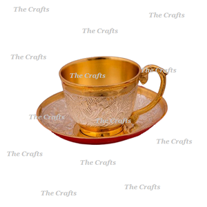 Soucoupe de tasse à thé en laiton plaqué or pour servir la vaisselle de restaurant tasse à thé avec soucoupe à des prix raisonnables - Product Image 4