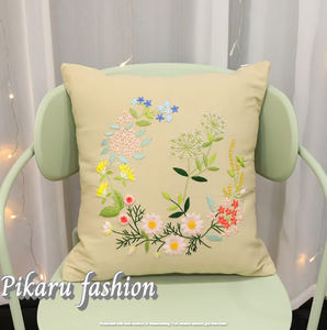 Funda De Almohada bordada Floral de alta calidad de 18x18 pulgadas con mangas, funda de cojín de algodón personalizada para decoración del hogar - Product Image 2