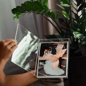 Trendy SIlver Photo <b>Box</b> | <b>Glass</b> Photo <b>Box</b> | Photographer <b>Box</b> | Wedding Gift - Product Image 1